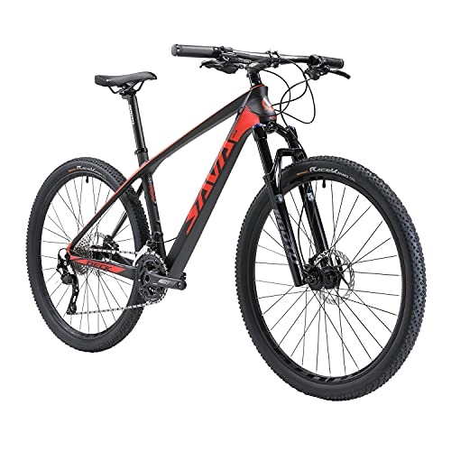 Bicicletas de montaña : SAVADECK DECK6.0 Bicicleta de Montaña Carbono Ultraligera MTB de 27.5 / 29 Pulgadas con Cola rígida Completa con neumáticos Shimano DEORE M6000 (Rojo, 29 * 21)