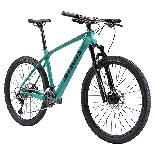 Bicicletas de montaña : SAVADECK Mountain Bike Carbon, DECK5.0 27.5 / 29 Pulgadas Frame de Fibra de Carbono Marco de Carbono MTB Hardtail XC MTB con Juego de Grupo Shimano M5100 (Verde, 29x15)