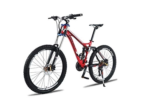 Bicicletas de montaña : SEESEE.U Bicicleta de montaña Bicicleta de montaña Unisex, Cuadro de aleación de Aluminio de 26 Pulgadas, Bicicleta MTB de Doble suspensión de 24 / 27 velocidades con Doble Freno de Disco, Rojo, 24 Vel