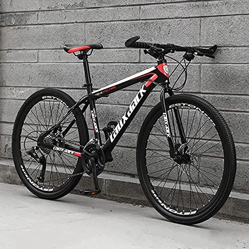 Bicicletas de montaña : SHUI 26''Bicicleta Montaña MTB, 21 / 24 / 27 Velocidadesmarco De Acero Al Carbono De Alta Resistencia, Bicicleta De Montaña con Freno De Disco Doble para Hombres Y Mujeres, V Black-Red-27 Speed