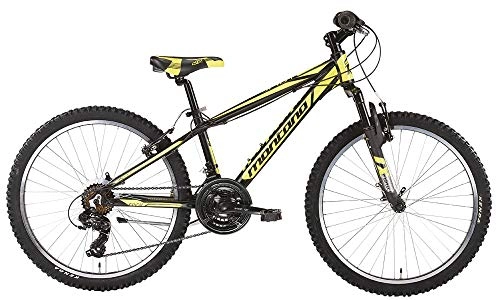 Bicicletas de montaña : Spidy - Bicicleta de montaña de Aluminio, 24" para niños de 9 / 12 años, Altura Recomendada de 135 a 155 centímetros, Cambio de 21 velocidades, Color Negro y Amarillo Mate