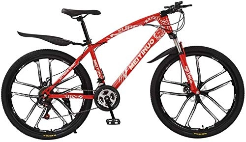 Bicicletas de montaña : Suge 26"MTB Ciclo de la Bicicleta de Ciclo de transmisin de amortiguacin Doble Disco Adecuado for Estudiante Hombres andan en Bicicleta excursin, Rojo, 21
