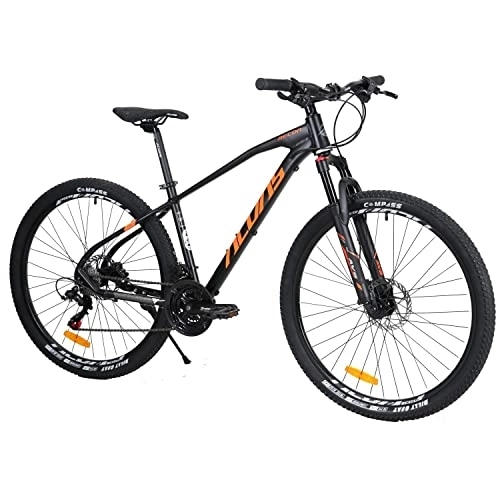 Bicicletas de montaña : TAOCI Bicicleta de montaña de 27, 5 pulgadas, freno de disco, cambio Shimeng de 27 velocidades, suspensión de horquilla con función de bloqueo, cuadro de aluminio MTB bicicleta(negro)