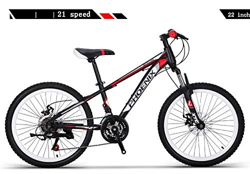 Bicicletas de montaña : TaoRan Horquilla MTB con Cuadro suspendido Completo - 21 velocidades Frenos V-Brake Doble Disco de Freno Alto Contenido de Carbono Bicicleta de montaña Adulto-（Negro + Rojo）_（22 Pulgadas）