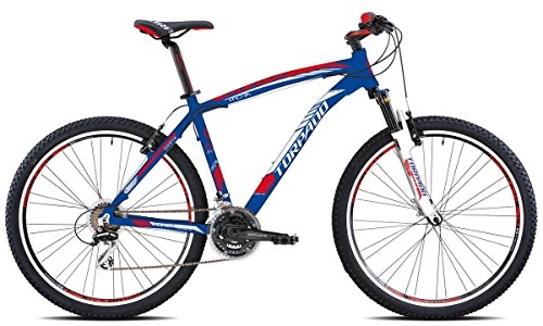 Bicicletas de montaña : Torpado - Plutone - Vélo VTT, 27, 5”, 3 x 7 vitesses TY300,  à suspension avant, taille 49, bleu / rouge
