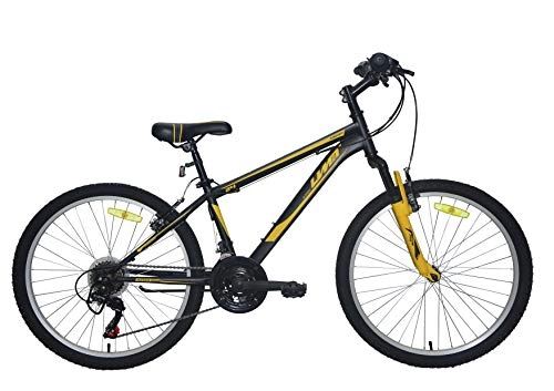 Bicicletas de montaña : Umit 24 Pulgadas Negra / Amarilla, Bicicleta XR-240 Partir de 9 aos, con Cambio Shimano y Suspension Delantera, Unisex nios