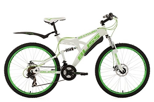 Bicicletas de montaña : Unbekannt KS Cycling Fahrrad Mountainbike Fully Bliss RH 47 cm, Color Blanco - Blanco / Verde, tamaño 26, tamaño de Cuadro 47 Centimeters