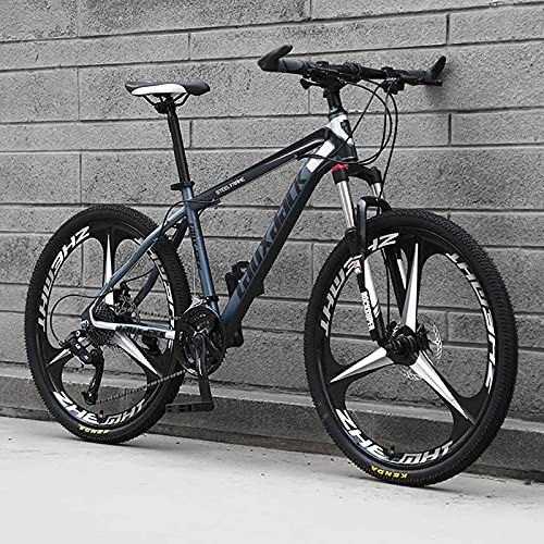 Bicicletas de montaña : UYHF 26 '' Bicicletas de montaña Plegables, 21 / 24 / 27 Bicicletas de Velocidad MTB, suspensión Completa 3-Habla de 36 Pulgadas de Ruedas, Bicicleta Antideslizante para homb Black-Grey-27 Speed