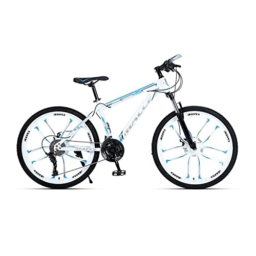 Bicicletas de montaña : VIIPOO 24 / 26 Pulgadas Bicicleta montaña Aleación Aluminio MTB Suspensión para Hombre con Marco Acero Carbono Alta Resistencia Diseño para Bicicletas para Adultos, White-26‘’ / 24 Speed