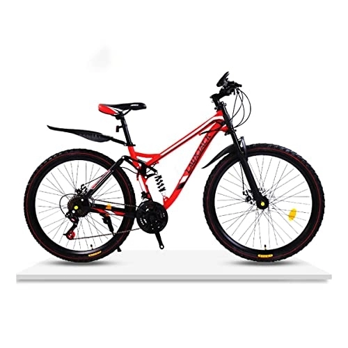 Bicicletas de montaña : VIIPOO Bicicleta Montaña Suspensión Completa Cola Suave Fibra Carbono Liviana, Velocidad 21 / 24 / 27 / 30, Bicicleta Freno Disco Dual para Hombres, Mujeres Y Adultos, 24‘’Red-21 Speed