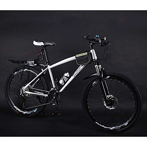 Bicicletas de montaña : WANG-L Bicicleta De Montaña De 24 / 26 Pulgadas para Adultos Hombres / Mujeres Todoterreno Velocidad Variable Doble Amortiguador Bicicleta Ligera De Carreras, Silver-26inch / 24speed