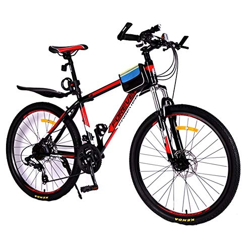 Bicicletas de montaña : Wangkai Bicicleta de Montaña Acero de Alto Carbono Buena Absorción de Impactos Freno de Disco de Velocidad Variable Fácil de Instalar, Red