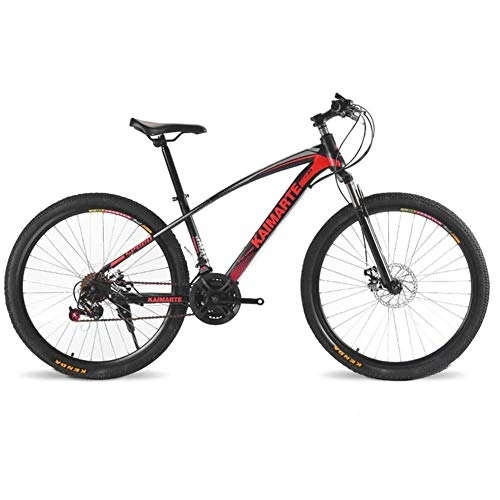 Bicicletas de montaña : WEHOLY Bicicleta de montaña, Frenos de Disco de Bicicleta de montaña de Doble suspensión Unisex de Acero de Alto Carbono de 24 Pulgadas, Rojo, 27 velocidades