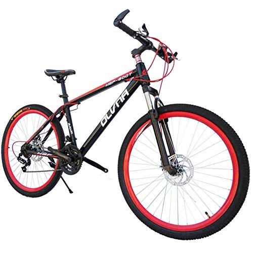Bicicletas de montaña : WEHOLY Bicicleta para Hombre 'Mountain Bike, Cuadro de Acero de 17', Horquilla de suspensión Delantera de 21 / 24 / 27 / 30 velocidades Totalmente Ajustable, suspensión Delantera, Rojo, 24 velocidades