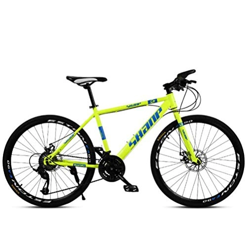 Bicicletas de montaña : WJSW Bicicleta de montaña para Adultos Cuadro de absorcin de Impactos de Acero al Carbono - Bicicleta de Carretera (Color: Amarillo, tamao: 30 velocidades)
