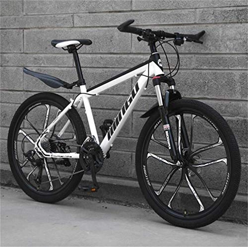Bicicletas de montaña : WJSW Riding Damping Mountain Bike, City Road Bicycle - Dual Suspension Mens MTB (Color: Blanco, Tamaño: 27 Velocidad)