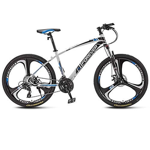 Bicicletas de montaña : WSJ - Bicicleta de montaña de 24 pulgadas con 3 radios, marco de acero de carbono, horquilla delantera amortiguadora de golpes, freno de disco doble