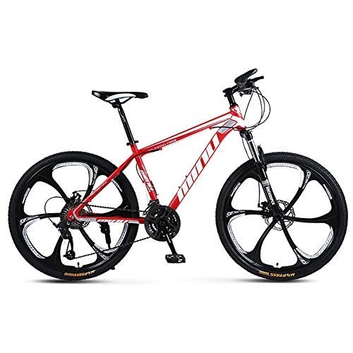 Bicicletas de montaña : WSZGR Bicicleta De Suspensin Tenedores, Suspensin Completa Bicicleta De Montaa Hombre, Carreras Bike Bicicletas para Mujeres, 26 Pulgadas Carreras Adulto Bicicleta Rojo 26", 24-Velocidad