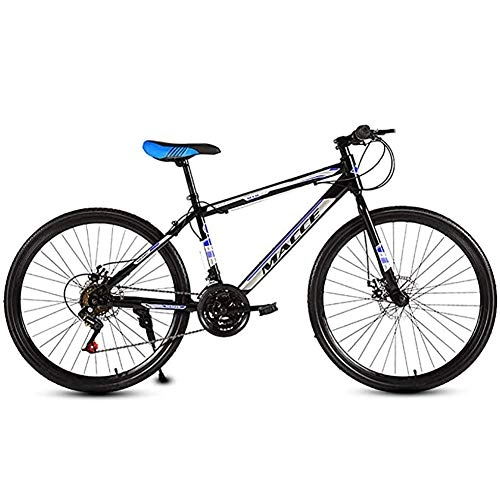 Bicicletas de montaña : WXX Las Bicicletas de 24 Pulgadas de Alta montaña de Acero al Carbono Fat Tire Rgidas Urban Track Hombres Y Mujeres Bicicletas con suspensin Delantera Asiento Ajustable, Black Blue, 27 Speed