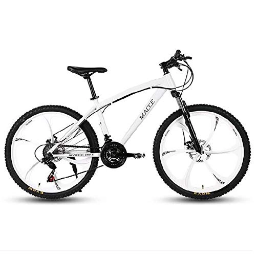 Bicicletas de montaña : WXX Propósito de 24 Pulgadas de aleación de Montaña Bikealuminum Wheelsdouble del Freno de Disco de Acero al Carbono Bicycleshigh Framebeach Moto de Nieve Mujer Hombre General, Blanco, 24 Speed