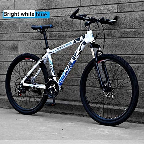 Bicicletas de montaña : WYN Aleación de Aluminio Mountain BikeSpeed ​​Frenos de Disco Dobles Todoterreno Modelos para Adultos Bicicleta Estudiante, Blanco Azul, 26 Pulgadas 21 velocidades