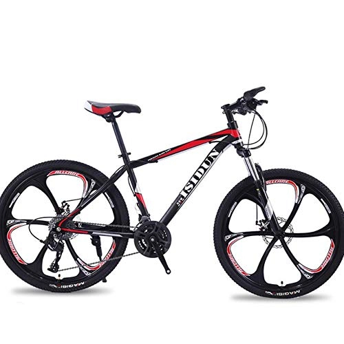 Bicicletas de montaña : WYN Bicicleta Bicicleta De Montaña Hombre Adulto Velocidad Doble Disco Freno Choque Mujeres, Negro Rojo, 30 velocidades
