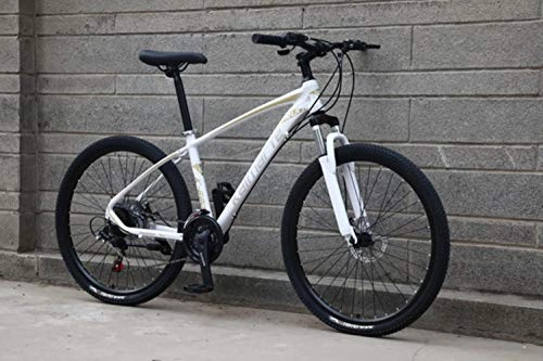 Bicicletas de montaña : WYN Bicicleta de   montaña de Aluminio Bicicleta de montaña Bicicleta de Estudiante Bicicleta de Velocidad Variable Freno de Disco Doble Bicicleta de montaña, 26 Pulgadas, Blanco, 24 velocidades