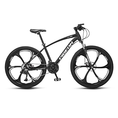 Bicicletas de montaña : Yirunfa Bicicleta de Montaña con Ruedas de 6 Cuchillos de 26 Pulgadas, Marco de Acero de Alto Carbono, Cambio de 27 Velocidades, Freno de Disco, Horquilla de Suspensión Bloqueable
