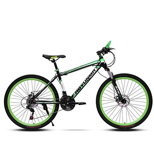 Bicicletas de montaña : ZKHD 24 / 26 Pulgadas de radios de Ruedas, 24 Velocidad de montaña a Campo de Velocidad Variable de Bicicletas, Urbano con Amortiguador de Bicicletas, Cuatro Colores para Elegir, Black Green, 26 Inch