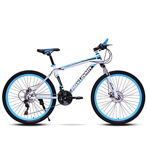 Bicicletas de montaña : ZKHD 24 / 26 Pulgadas Habló De Ruedas, Bicicletas De Montaña A Campo De Velocidad Variable De 21 Velocidades, Bicicleta De Amortiguación Urbana, Cuatro Colores para Elegir, White Blue, 24 Inch