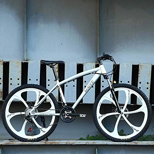 Bicicletas de montaña : ZLZNX Bicicleta De MontañA 26 Pulgadas, Cuadro De Acero De Alto Carbono Bicicletas MTB De Suspensión Completa Freno De Doble Disco, Todo Terreno, Conducción al Aire Libre, Plata, 24Speed