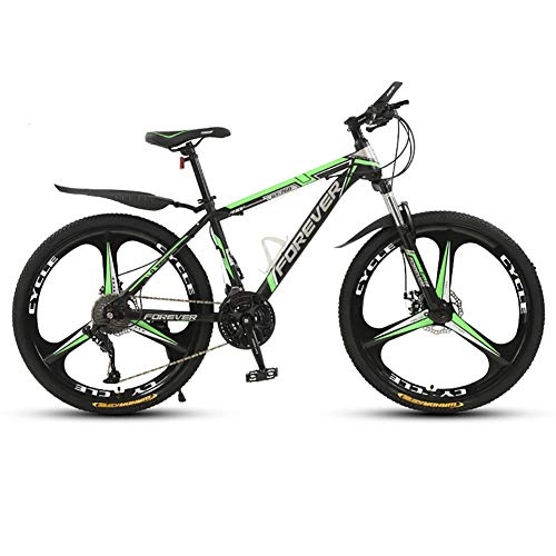 Bicicletas de montaña : ZWPY Bicicleta De Montaa De 26", Bicicletas De Carretera De Acero con Alto Contenido De Carbono, con Frenos De Disco Mecnicos, 24 Velocidades, Adecuado para Una Altura De 160-180 Cm, Black Green