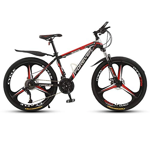 Bicicletas de montaña : ZWPY Bicicleta De Montaa De 26", Bicicletas De Carretera De Acero con Alto Contenido De Carbono, con Frenos De Disco Mecnicos, 24 Velocidades, Adecuado para Una Altura De 160-180 Cm, Black Red
