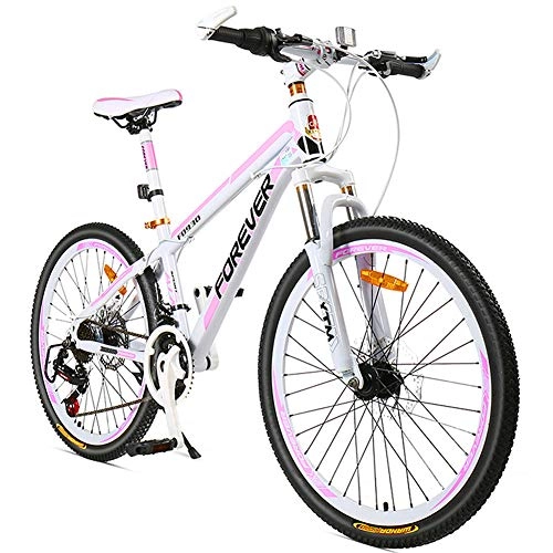 Bicicletas de montaña : ZWW Bicicleta De Montaña para Adultos, 26 Pulgadas 27 Velocidades Rosa Aleación Ligera De Aluminio Bicicleta De Campo Al Aire Libre con Amortiguador Y Sistema De Frenos De Disco, Spoke Wheel