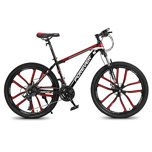 Bicicletas de montaña : ZWW Bicicleta De Montaña para Adultos, 26 Pulgadas Y 30 Velocidades Bicicleta De Campo Al Aire Libre Ligera De Aluminio con Suspensión Completa para Desplazamientos / Viajes, 1 Black Red