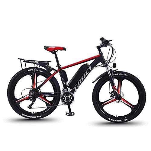Electric Mountain Bike : 26" 27-Speed Mountain Bike for Adult, Electric Mountain Bike Equipped with 36V 13Ah Removable Lithium Battery and LED Headlights 27 Speed Adjustable Lightweight (Color : Black, Size : A)