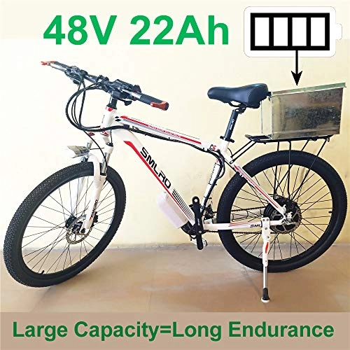 Electric Mountain Bike : 26" 48V Lithium Battery Aluminum Alloy Electric Assisted Bicycle, 27 Speed Electric Bike, MTB / Mountain Bike, adopt Oil Disc Brakes, Pedelec. (22Ah White Red)