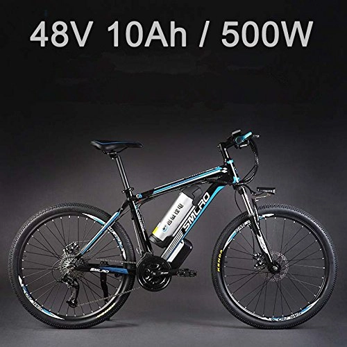 Electric Mountain Bike : 26" 48V Lithium Battery Aluminum Alloy Electric Bicycle, 27 Speed Electric Bike, MTB / Mountain Bike, adopt Oil Disc Brakes (10Ah Black Blue)