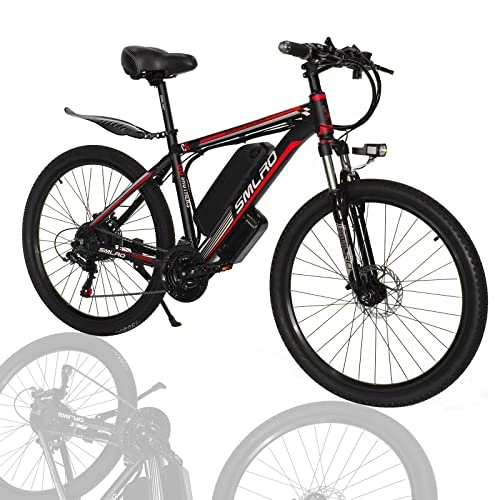 Electric Mountain Bike : 26''Electric Bike 21 Speed ​​Derailleur Gear / Double Disc Brake 50 lb Fast Mountain Bike Removable Lithium Battery 48V city bicycle Commuter trekking E-bike with fenders for Teenager Adult Men / Women