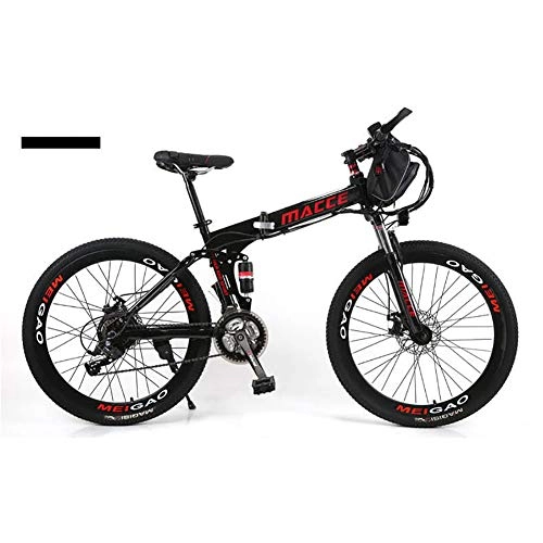 Electric Mountain Bike : 26" Electric Bike 36V 12Ah 250W Dual Suspension E-bike 21 Speeds High-carbon Steel Folding Bike with Disc Brakes and Suspension Fork (Removable Lithium Battery), Black