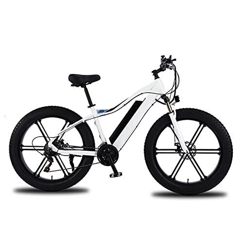Electric Mountain Bike : 26'' Electric Bike, Electric Bicycle, E-Bike, Aluminum Alloy Frame, with Smart Instrument Panel / LED Lights / Rechargeable Taillights, Speed 35KM / H, for Cycling Work Out, White