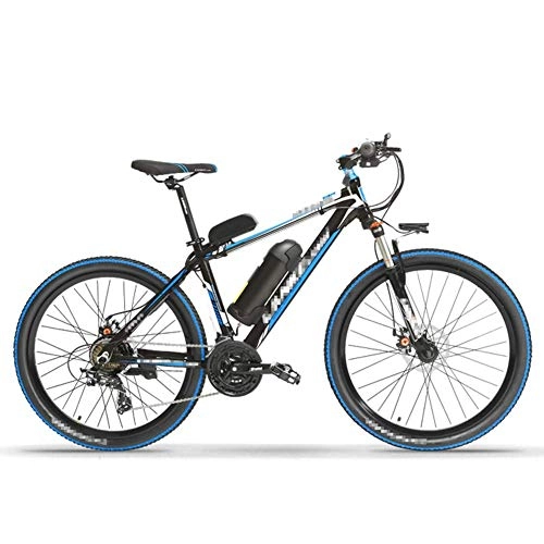 Electric Mountain Bike : 26'' Electric Bike, Electric Mountain Bike 48V 10Ah Removable Li-Battery Electric Bicycle with 250W Motor 21 speed 6061 Aluminum Alloy Frame, Blue 1