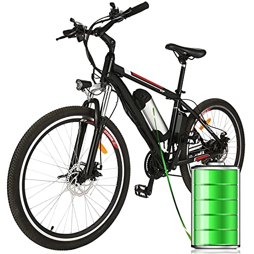 Electric Mountain Bike : 26" Electric Bike for Adult Electric Mountain Bike, 250W Powerful Motor Electric Bicycle 20MPH with Removable 8AH Lithium-Ion Battery Professional 21 Speed Gears(Black-red)