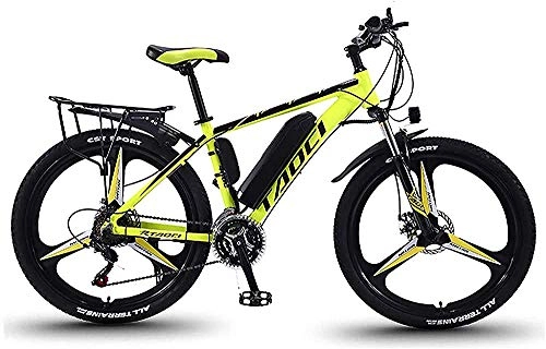 Electric Mountain Bike : 26" Electric Bikes For Adult, Mountain Bike For Mens 36V 350W Magnesium Alloy E Bikes Bicycles, Removable Lithium-Ion Battery With Bicycle Stand And Headlight Front Rear Mecha(Color:Yellow, Size:8Ah50Km)