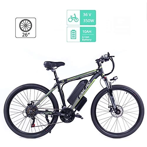 Electric Mountain Bike : 26" Electric City Ebike Bicycle with 350W Brushless Rear Motor, 48V / 10AH Removable Lithium Battery for Adults Men And Women, Black Yellow