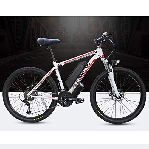 Electric Mountain Bike : 26" Electric Mountain Bicycle Ebike Powerful 48V / 15AH 350W Motor Removable Battery Aluminum Frame Black City Tire LED Display Throttle And Peddle Assist Power, 21 Speed, White