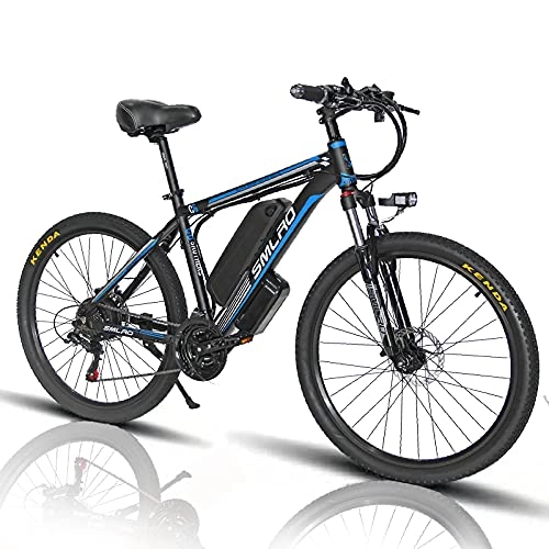Electric Mountain Bike : 26" Electric Mountain Bike, 1000W MTB E-bike for Men, with Shimano 21 Speed Transmission Gears 48V 13A Lithium Battery Hybrid Bicycle[EU Warehouse] (BLUE)
