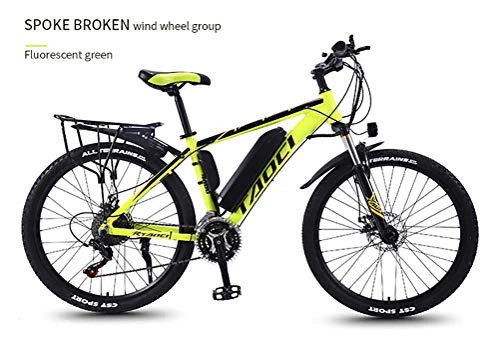 Electric Mountain Bike : 26'' Electric Mountain Bike, Magnesium Alloy Ebikes Bicycles All Terrain with Removable Large Capacity Lithium-Ion Battery (36V 10AH 350W), 21 Speed Gear And Three Working Modes, Yellow