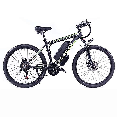 Electric Mountain Bike : 26'' Electric Mountain Bike Removable Large Capacity Lithium-Ion Battery (48V 15AH 350W) / Electric Bike 21 Speed Gear Three Working Modes, black green