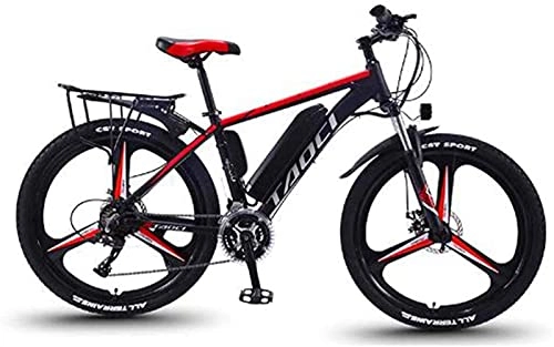 Electric Mountain Bike : 26'' Electric Mountain Bike with Removable Large Capacity Lithium-Ion Battery (36V 350W 8Ah) Dual Disc Brakes for Outdoor Cycling Travel Work Out (Color : Black Red, Size : 21 Speed)